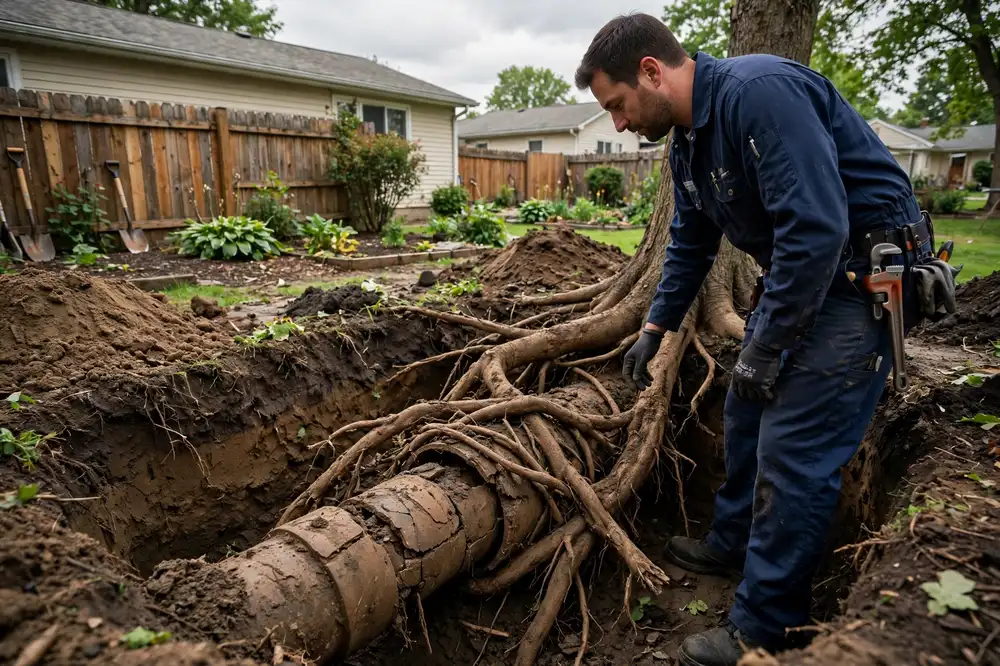 tree roots sewer line — guía de alcantarillado para Bartlett, IL