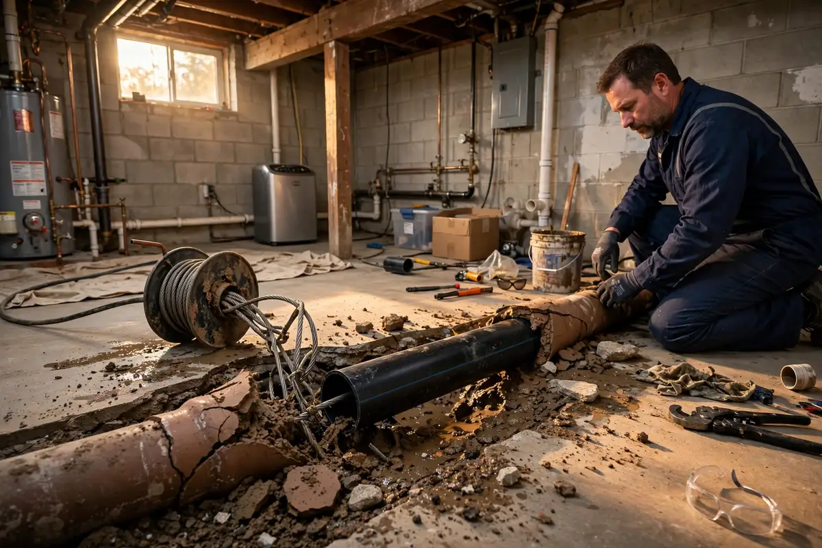 Pipe bursting replacement in East Dundee, IL — local sewer specialist at work