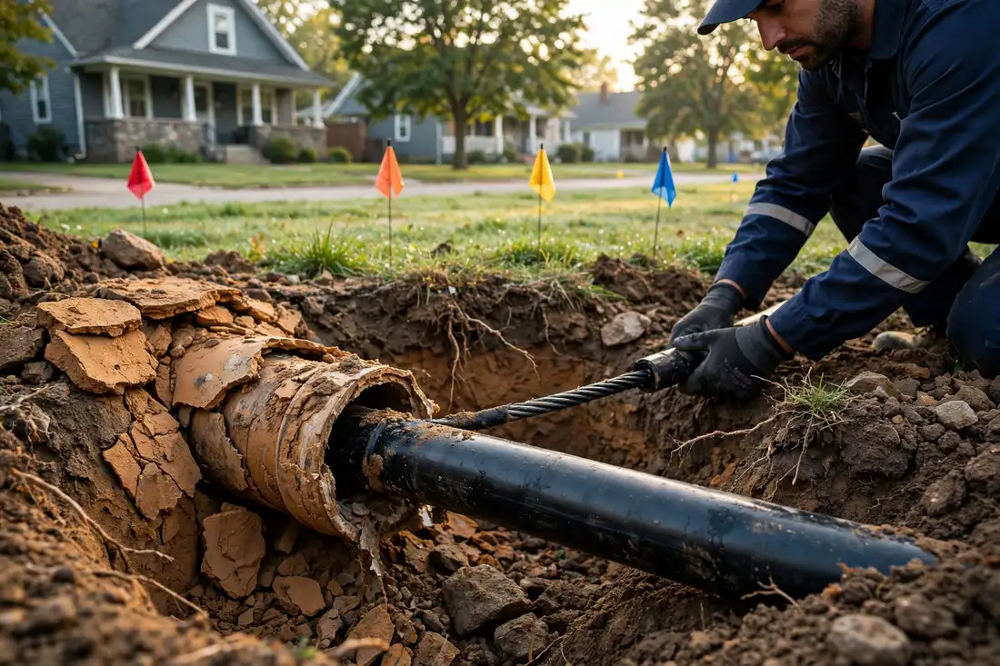 Pipe bursting replacement in South Elgin, IL — local sewer specialist at work