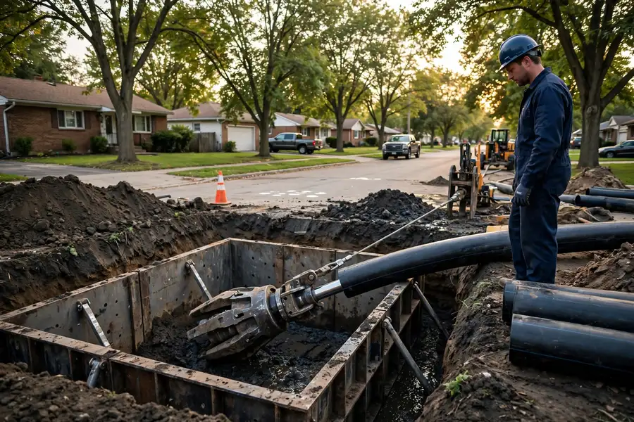 Pipe bursting replacement in West Chicago, IL — local sewer specialist at work