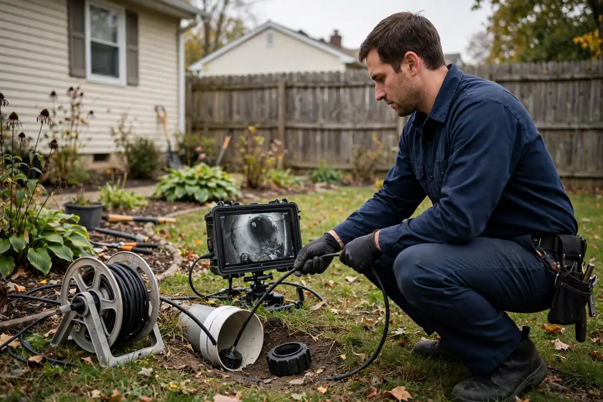 Sewer camera inspection in Addison, IL — local sewer specialist at work