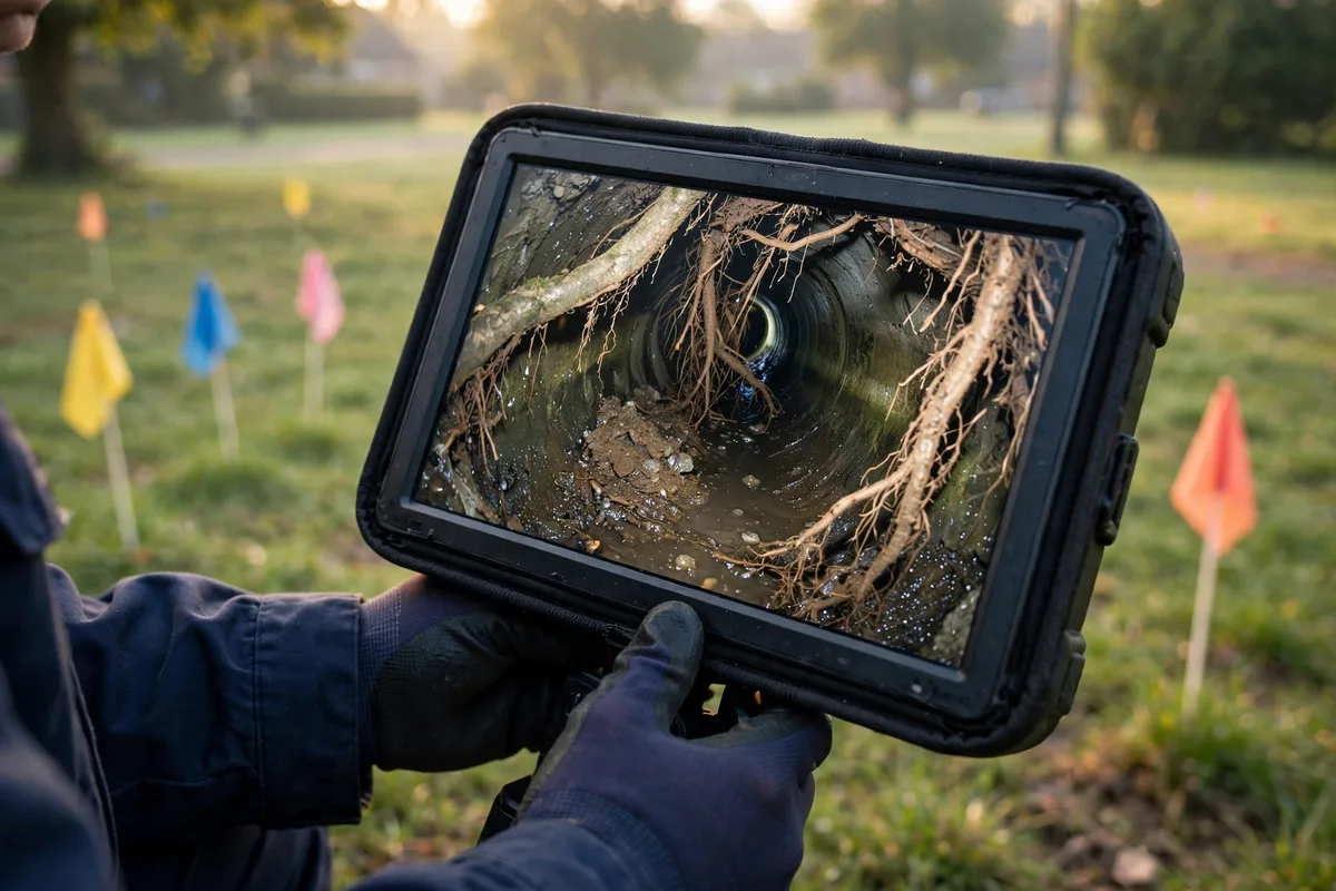 Sewer camera inspection in East Dundee, IL — local sewer specialist at work