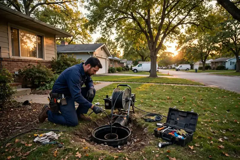 inspección con cámara de alcantarillado en Glendale Heights, IL — especialista local trabajando