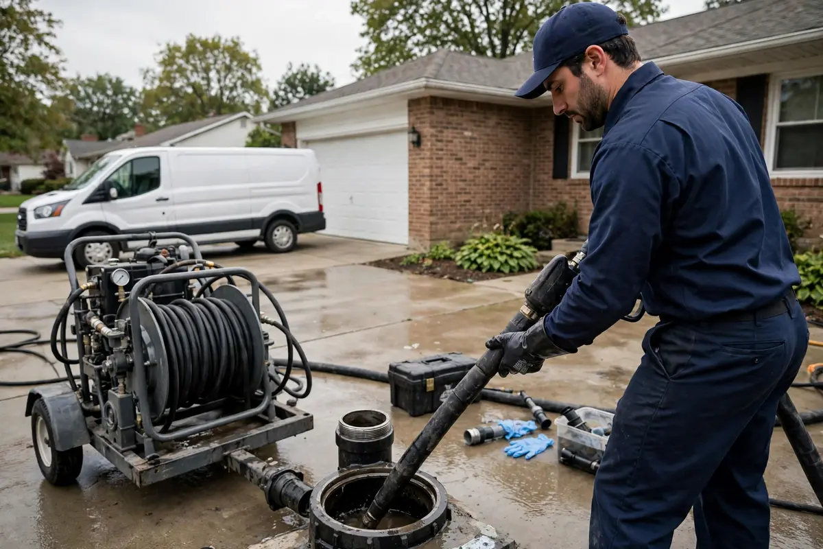 limpieza de líneas de alcantarillado en East Dundee, IL — especialista local trabajando
