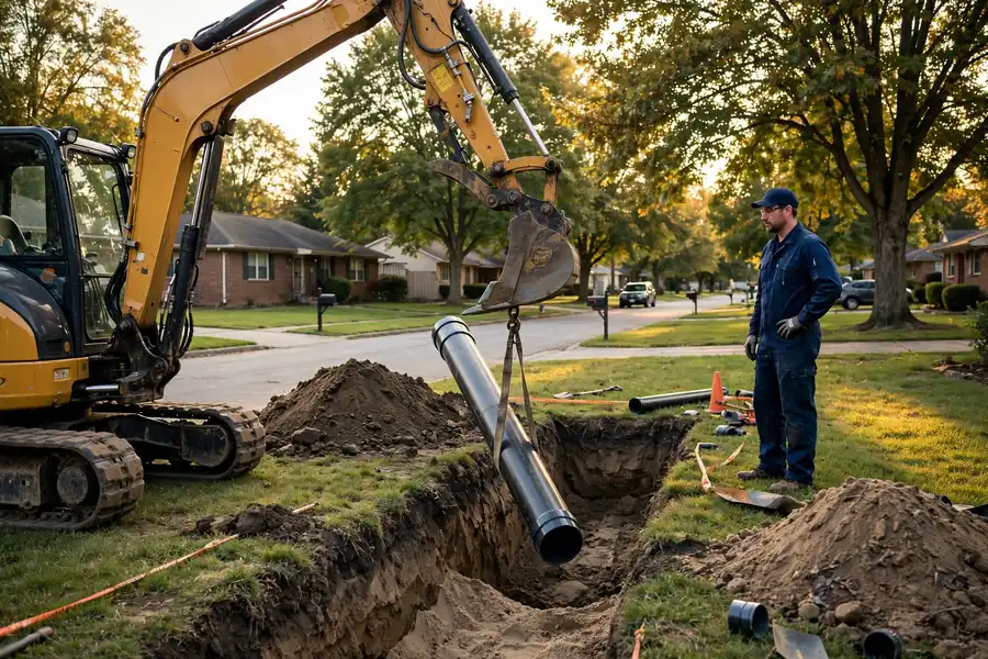 instalación de líneas de alcantarillado en Elk Grove Village, IL — especialista local trabajando