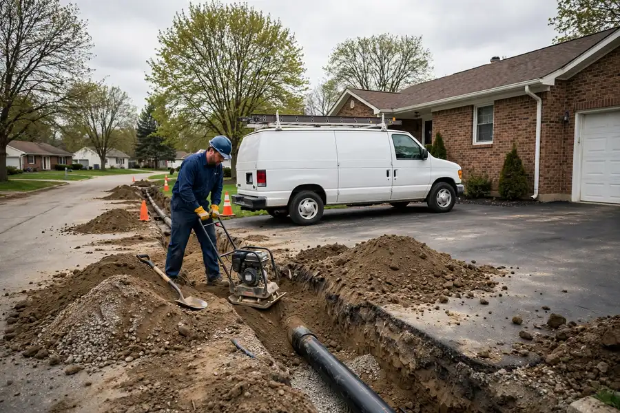 instalación de líneas de alcantarillado en Roselle, IL — especialista local trabajando