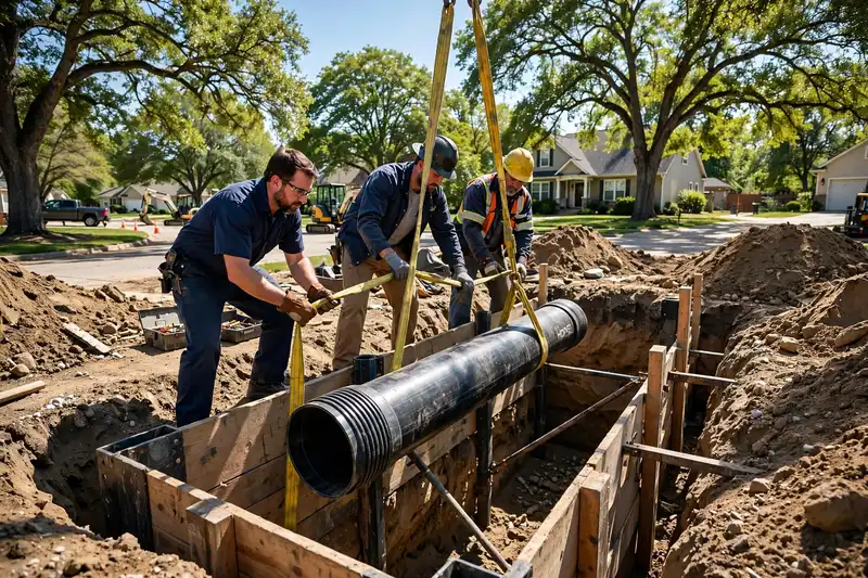 Sewer line replacement in East Dundee, IL — local sewer specialist at work