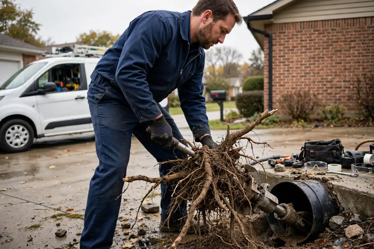 Tree root removal in Palatine, IL — local sewer specialist at work