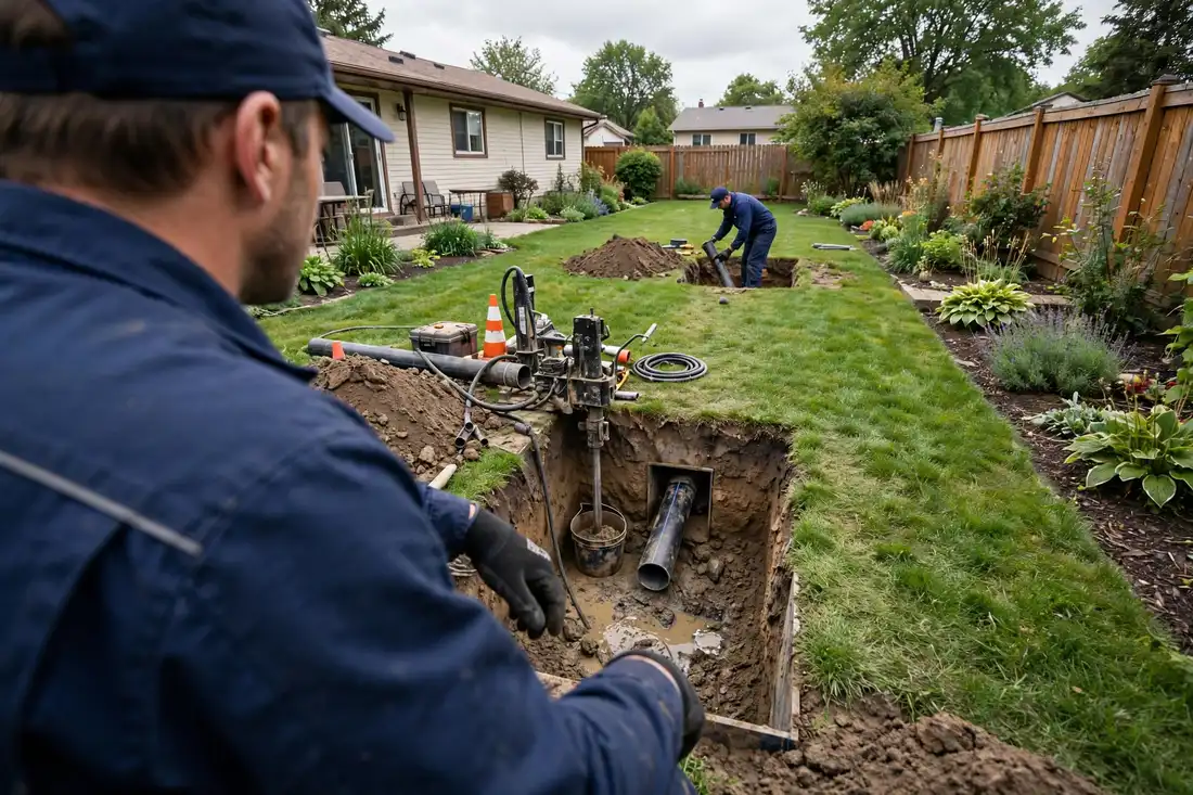 reparación de alcantarillado sin zanja en Elk Grove Village, IL — especialista local trabajando