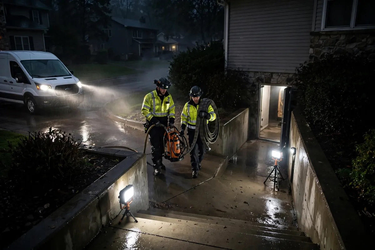 Respuesta de emergencia por reflujo de alcantarillado de noche en Bartlett, IL