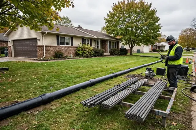 Tubería HDPE lista para reemplazo por estallido en Elgin, IL