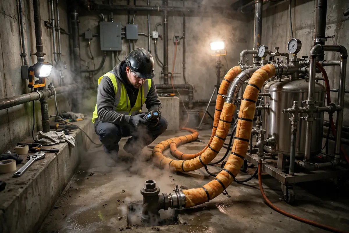 Steam-cured pipe lining in a basement in Itasca, IL