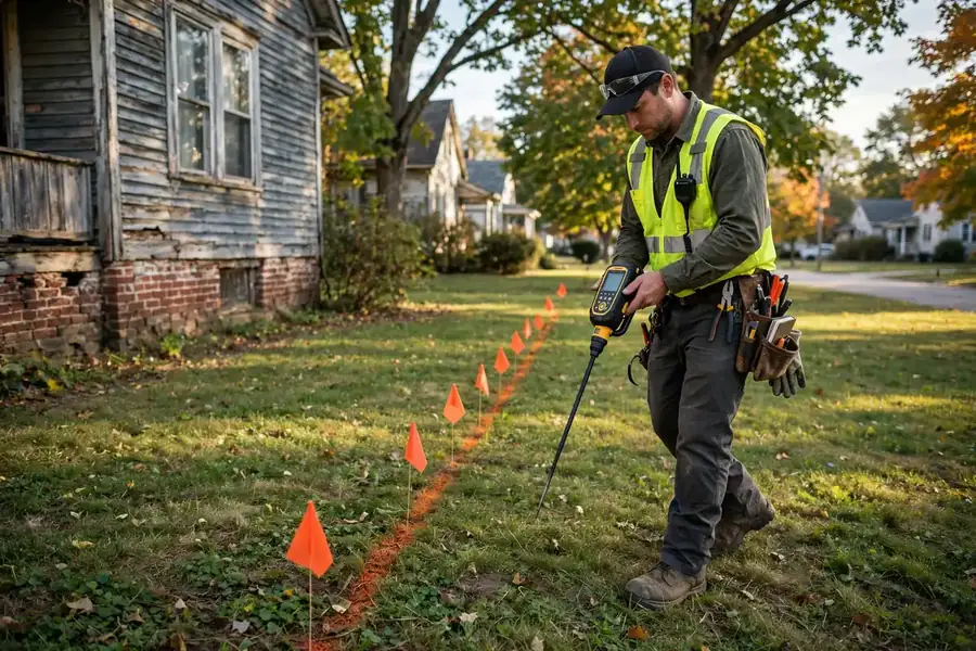 Sewer line locating with a sonde receiver in St. Charles, IL