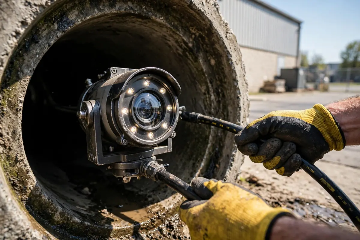 Close-up of a sewer inspection camera in Wood Dale, IL