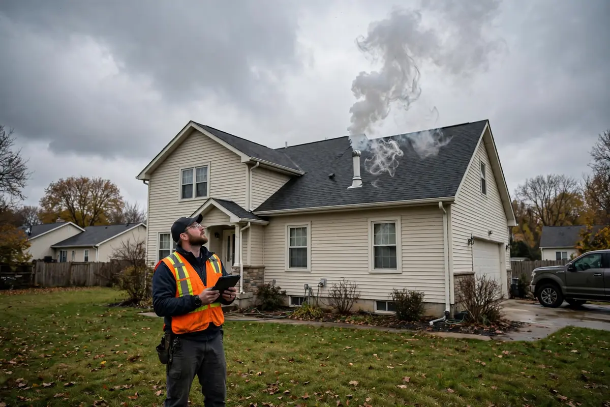 Sewer leak smoke testing at a home in Bartlett, IL