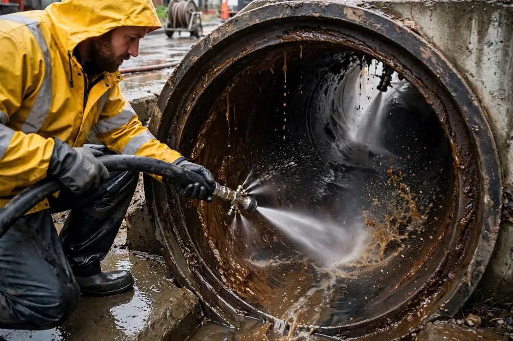 Professional sewer line cleaning service