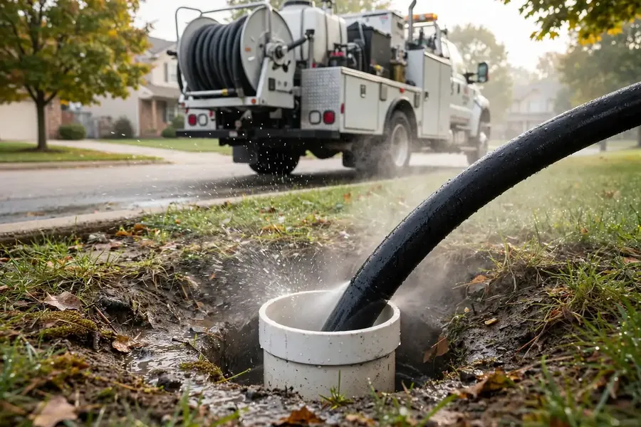 Hydro jetting a sewer line in Bartlett, IL
