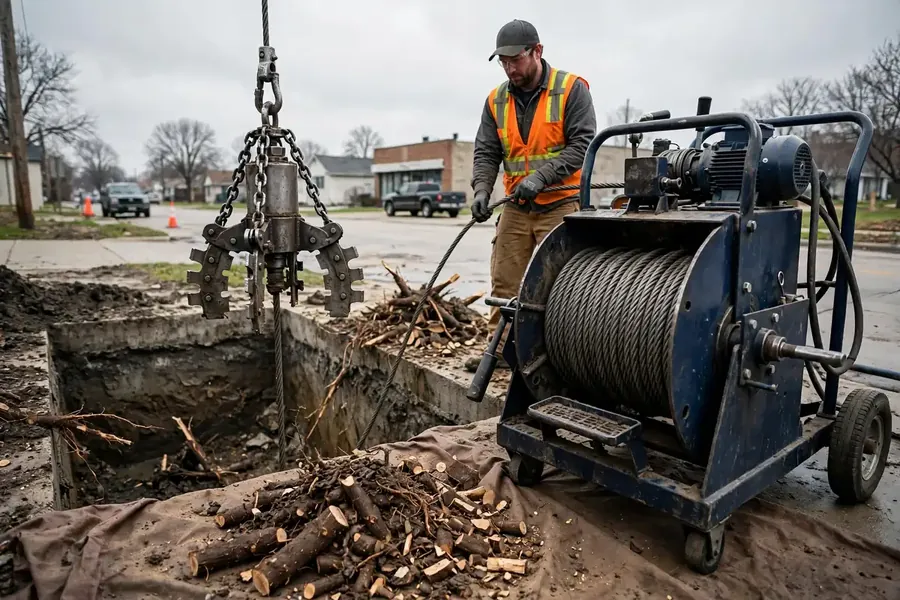 Corte mecánico de raíces en alcantarillado en Elgin, IL