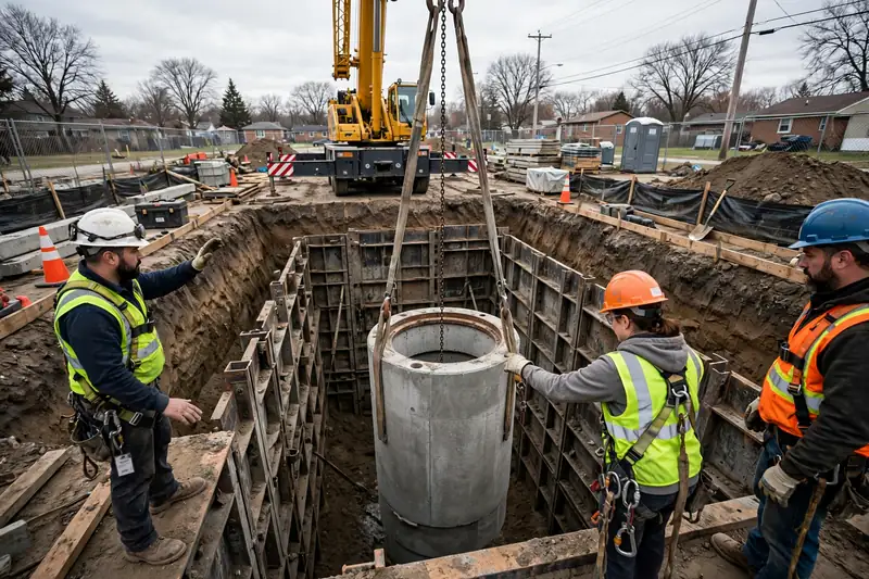 Instalación de nueva línea de alcantarillado en West Chicago, IL
