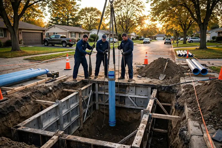 Sewer line replacement in Bartlett, IL — professional sewer crew on the job