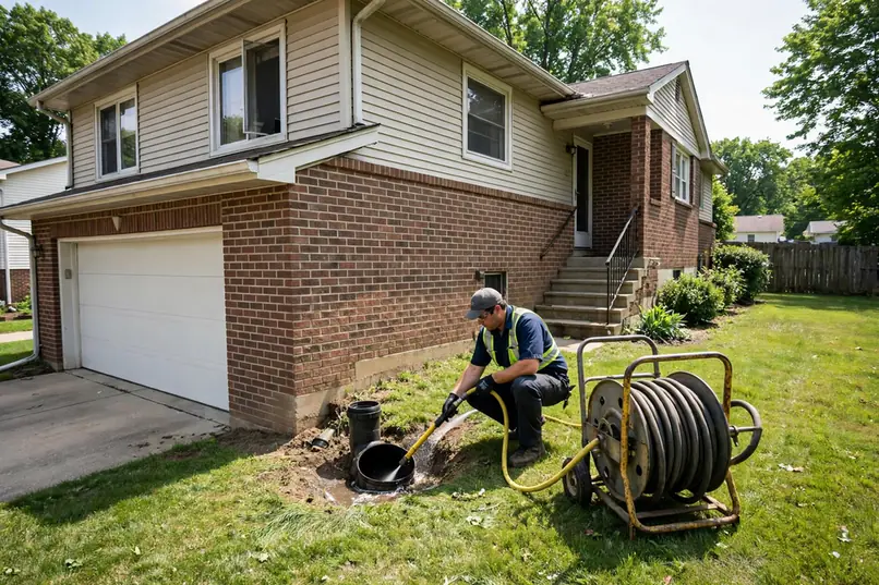 Maintenance hydro jetting visit at a Hanover Park IL split-level home