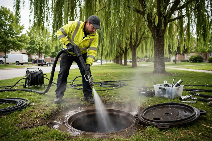 Tree root removal from sewer line in Elk Grove Village — serving Bartlett, IL