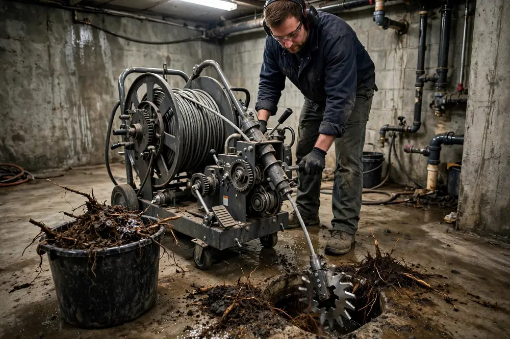 Tree root removal from sewer line in Roselle — serving Bartlett, IL